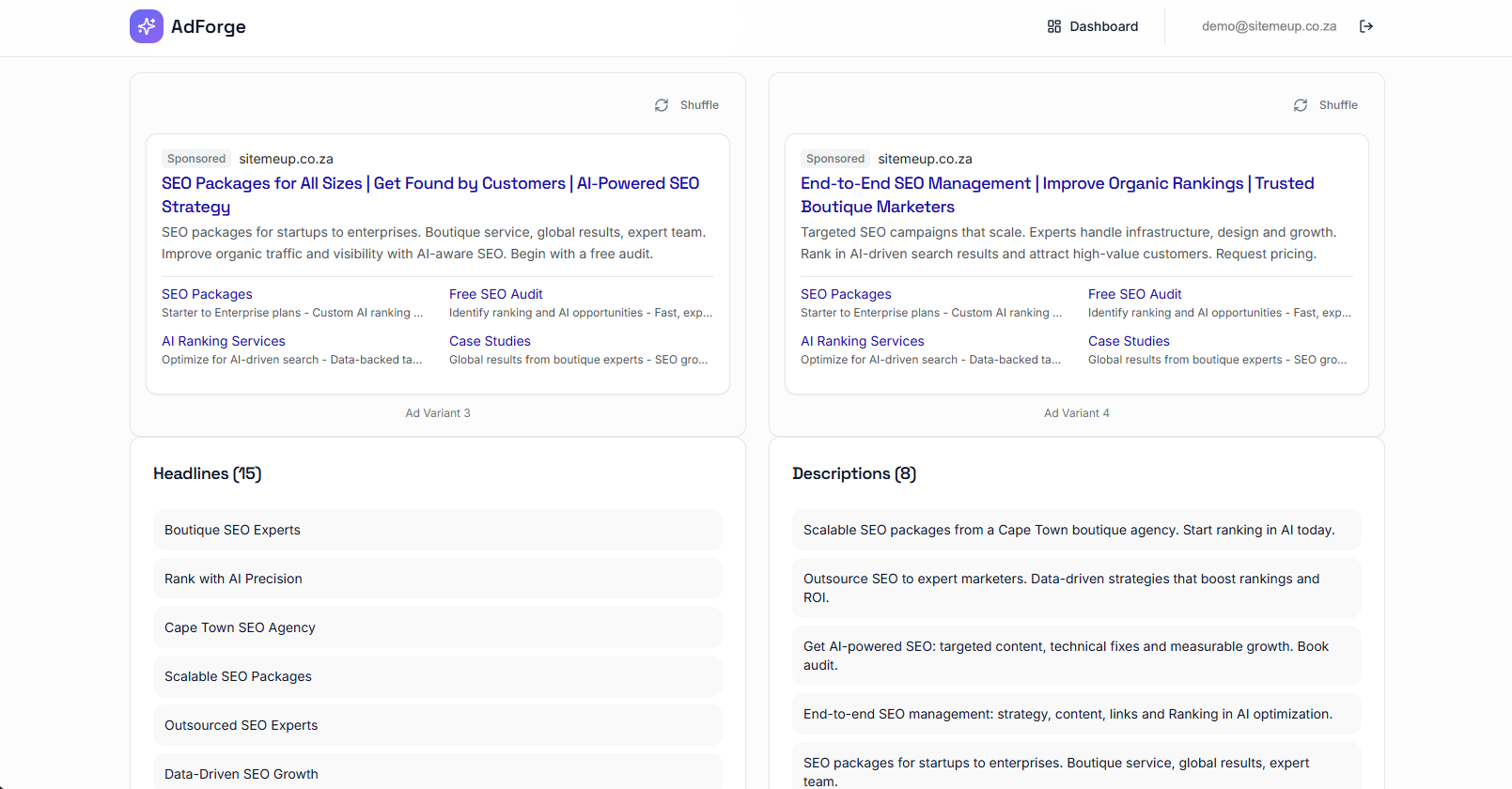 AdForge screenshot